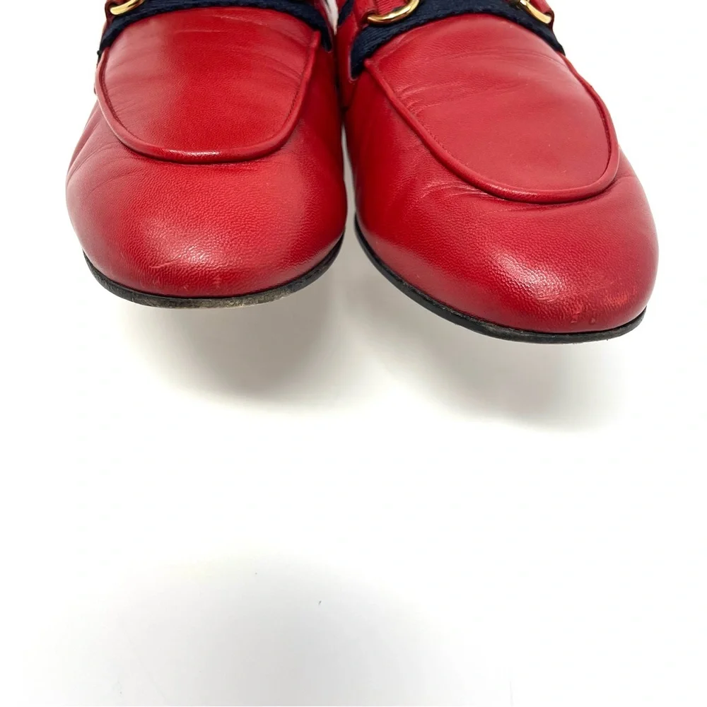 Gucci Princetown Mules in Hibiscus Red with Web Stripe Size 36.5 Size 6.5 - Picture 7 of 16